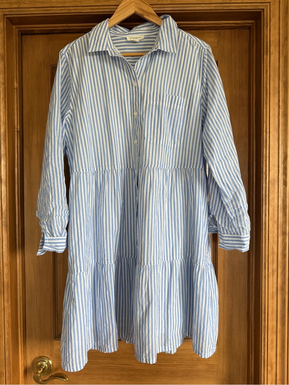 beachlunchlounge Blue and White Striped Shirt Dress